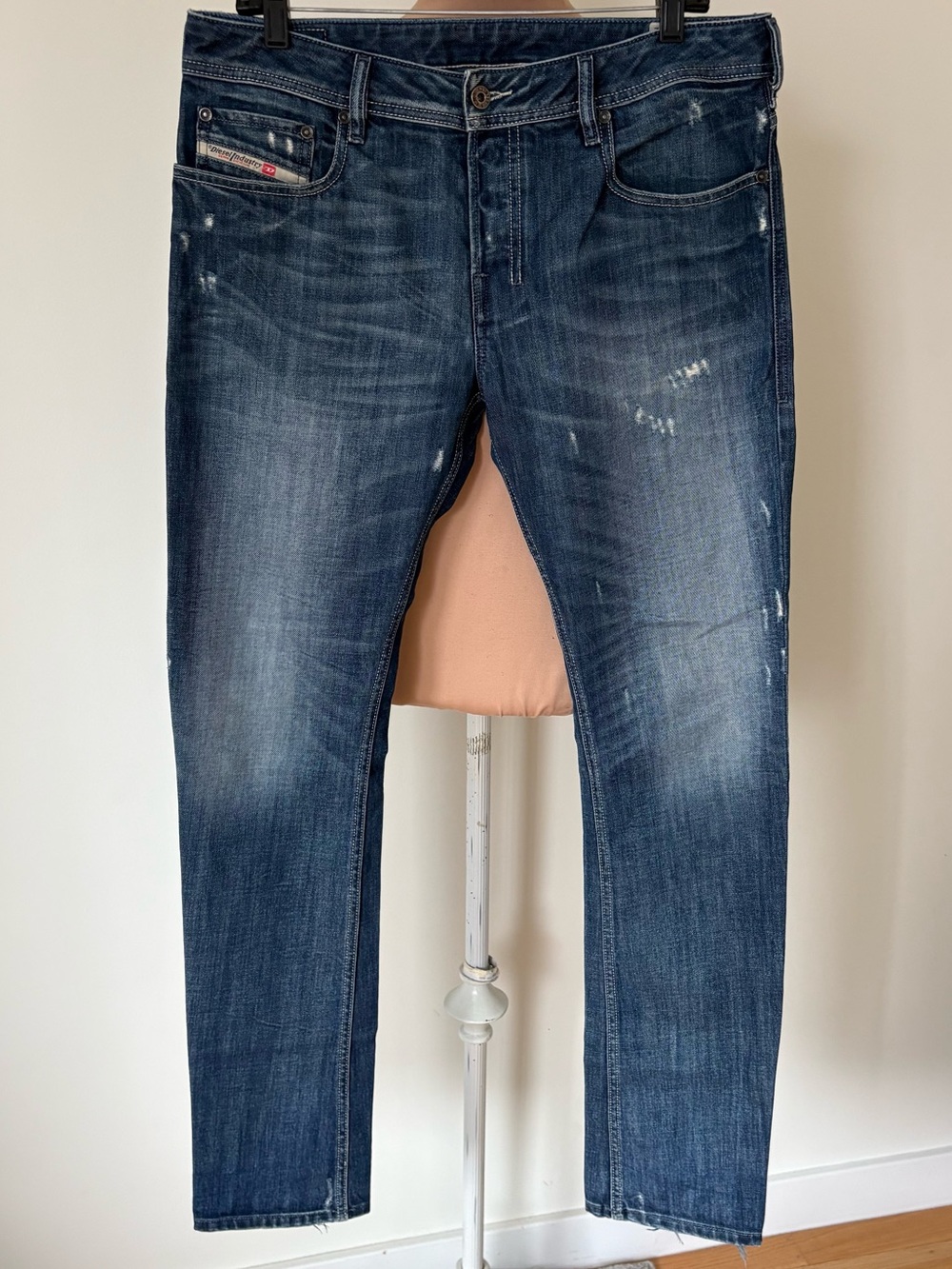 Diesel Zathan Y2K 0885S Blue Distressed Regular 100% Cotton Slim Leg Jean 31x34
